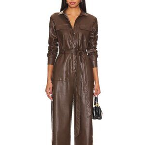 LBLC Meyer Faux Leather Jumpsuit. Size: Small. Color: maple (chocolate)